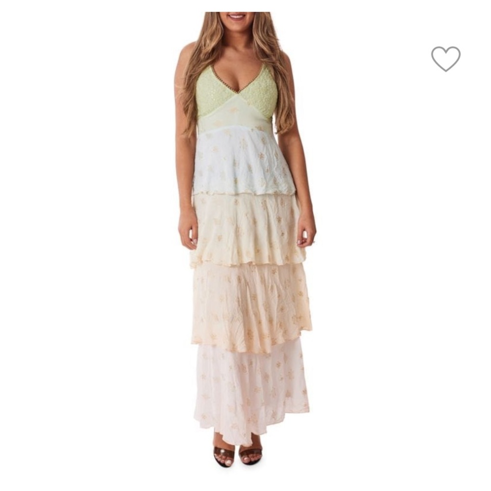 Ranees Tiered ombré pastel cotton dress size XL